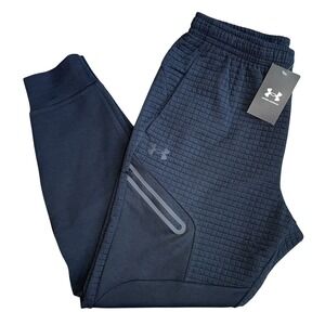 Under Armour UA Unstoppable Fleece Grid Joggers Mens Sz Large blue 1386544-001